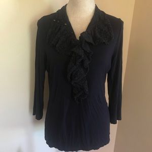 Ralph Lauren Ruched Collar Top